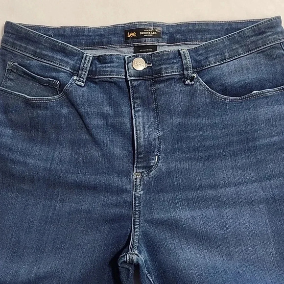 Women's Lee Mid Rise Sculpting Slim Fit Skinny Leg Jeans, Blue, Size 16M, NWOT - Picture 6 of 12
